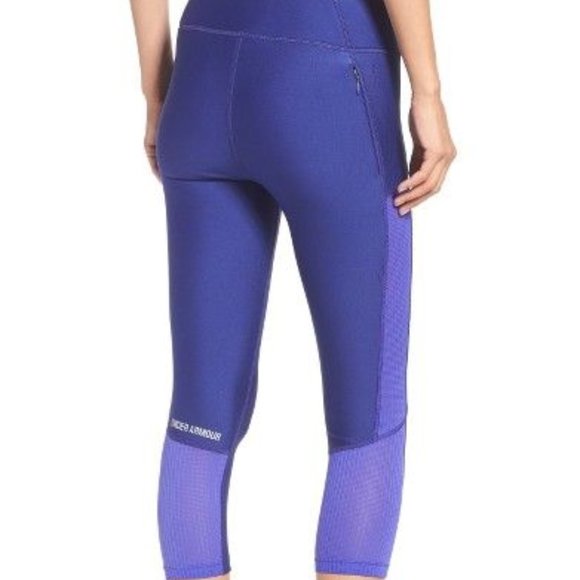 Under Armour Fly By HeatGear Capri Workout Leggings Purple Back Pocket Nordstrom - Picture 2 of 9